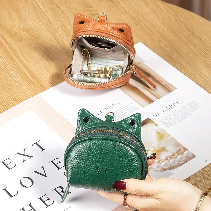 时尚可爱真皮硬币零钱包小巧实用驾驶证钥匙包头层牛皮口红耳机包