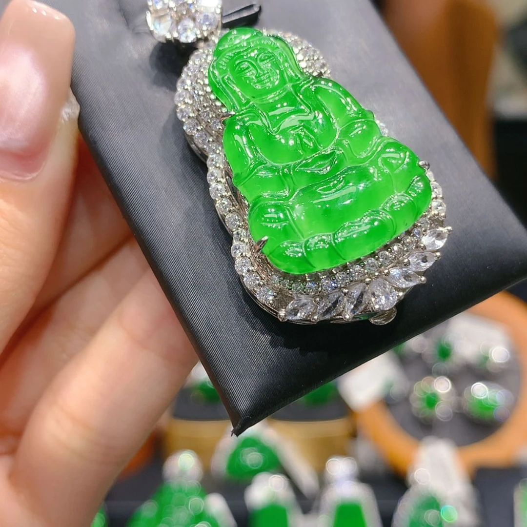 【闪购商品】颈饰银S925镶嵌翡翠5柒姐