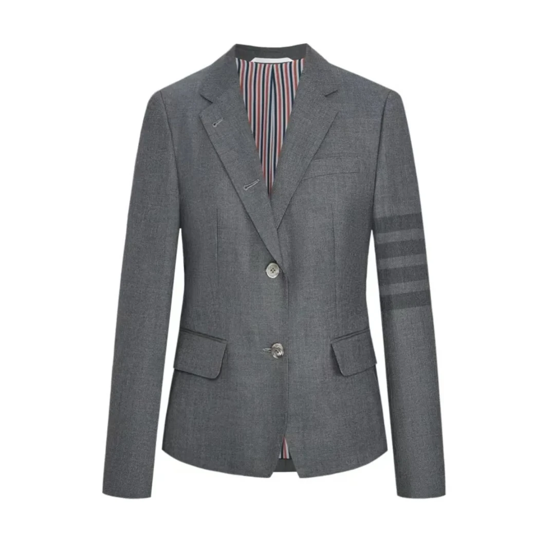 【夏夏特定】女款羊毛西服外套-色织四条纹-汤姆老师经典百搭