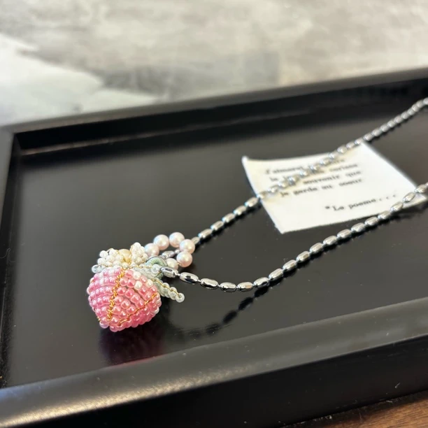 铜合金项链 粉草莓项链XL2439