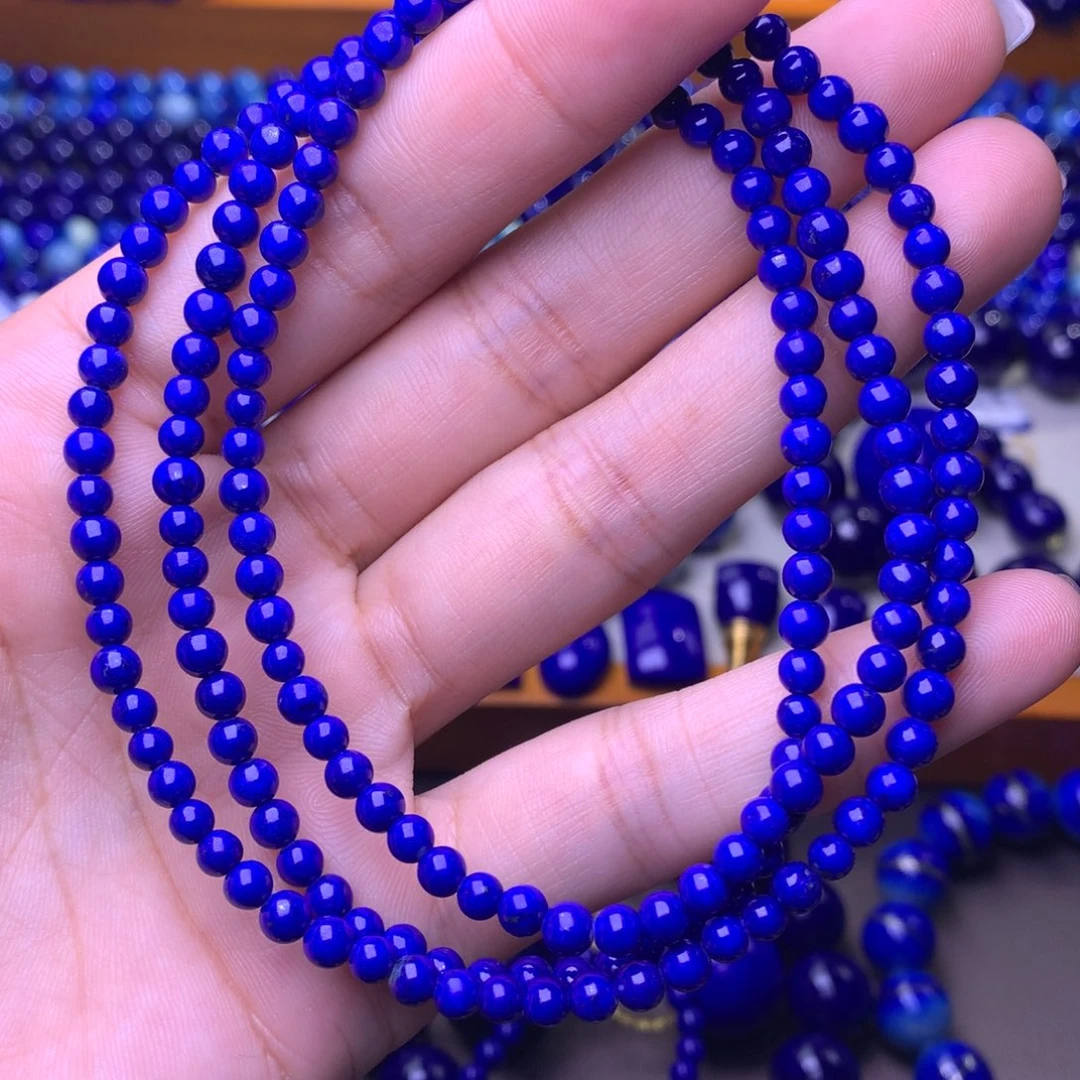 青金石未镶嵌手串4mm4圈
