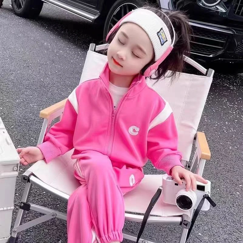 女童秋款休闲运动套装2025新款韩版小童网红拉条两件套宝宝春秋款