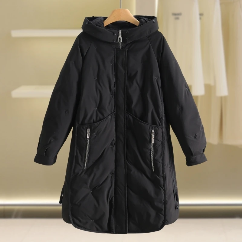 【伍莎-自营】韩版修身连帽休闲中长款百搭棉服#CMY38N010