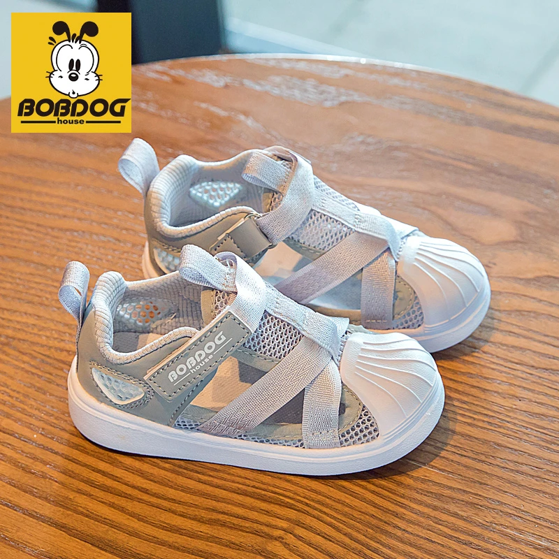 巴布豆家族儿童鞋子夏季包头凉鞋运动男童凉鞋户外软底镂空沙滩鞋