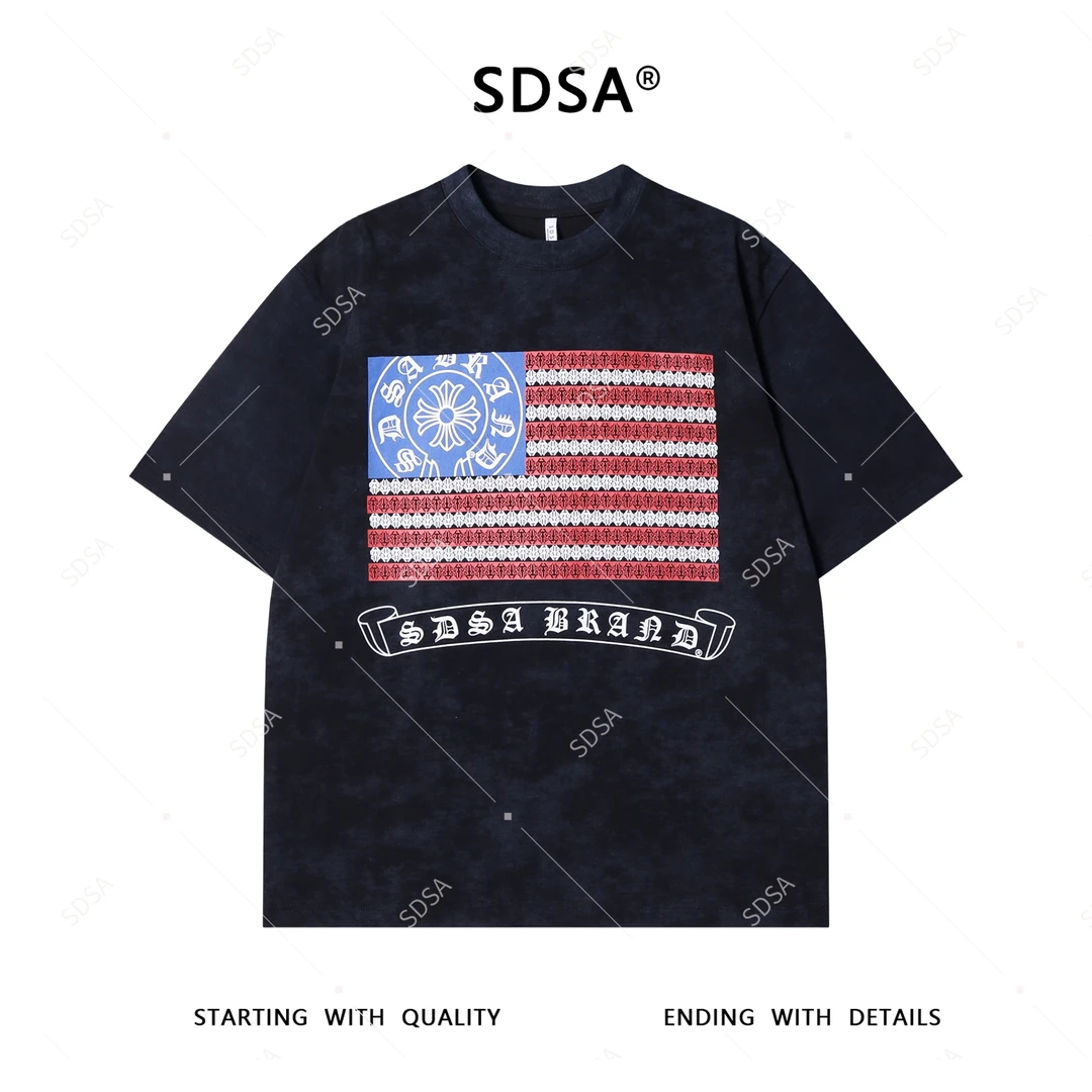 夏季高级感新款男士撞色十字字母印花短袖T恤休闲时尚圆领上衣