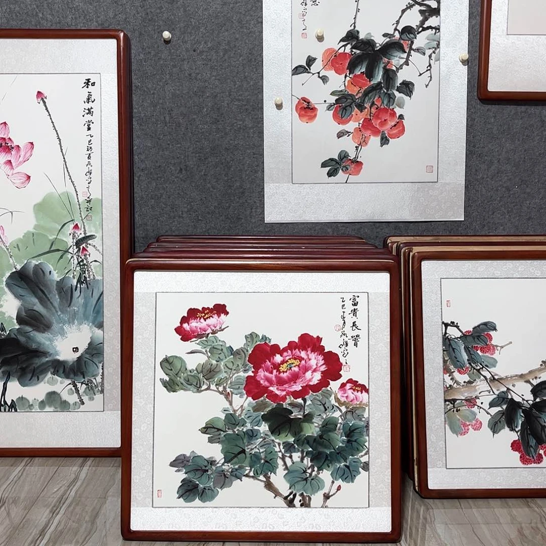 国画书画作品带框63×63