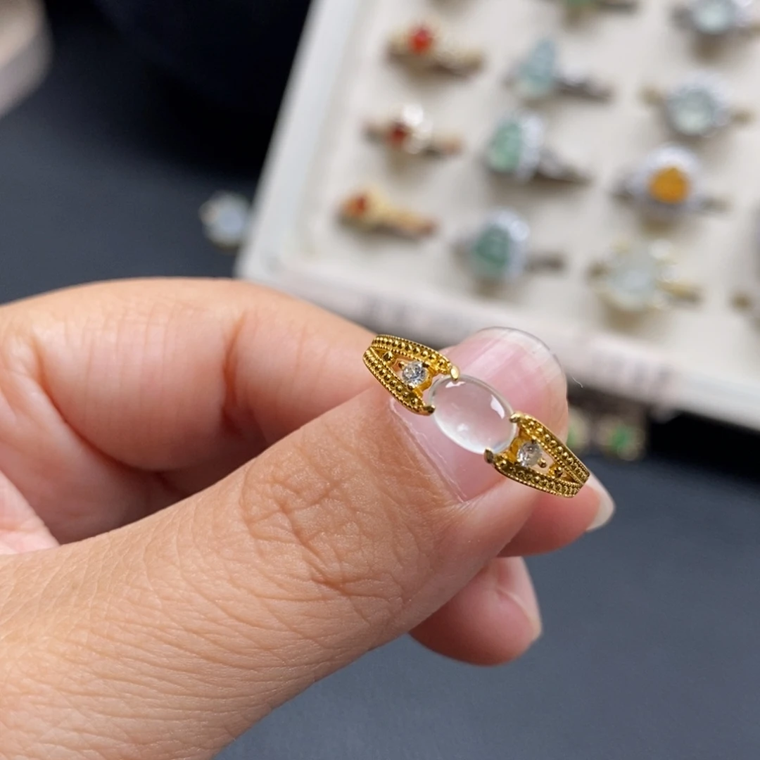 翡翠银S925镶嵌戒指