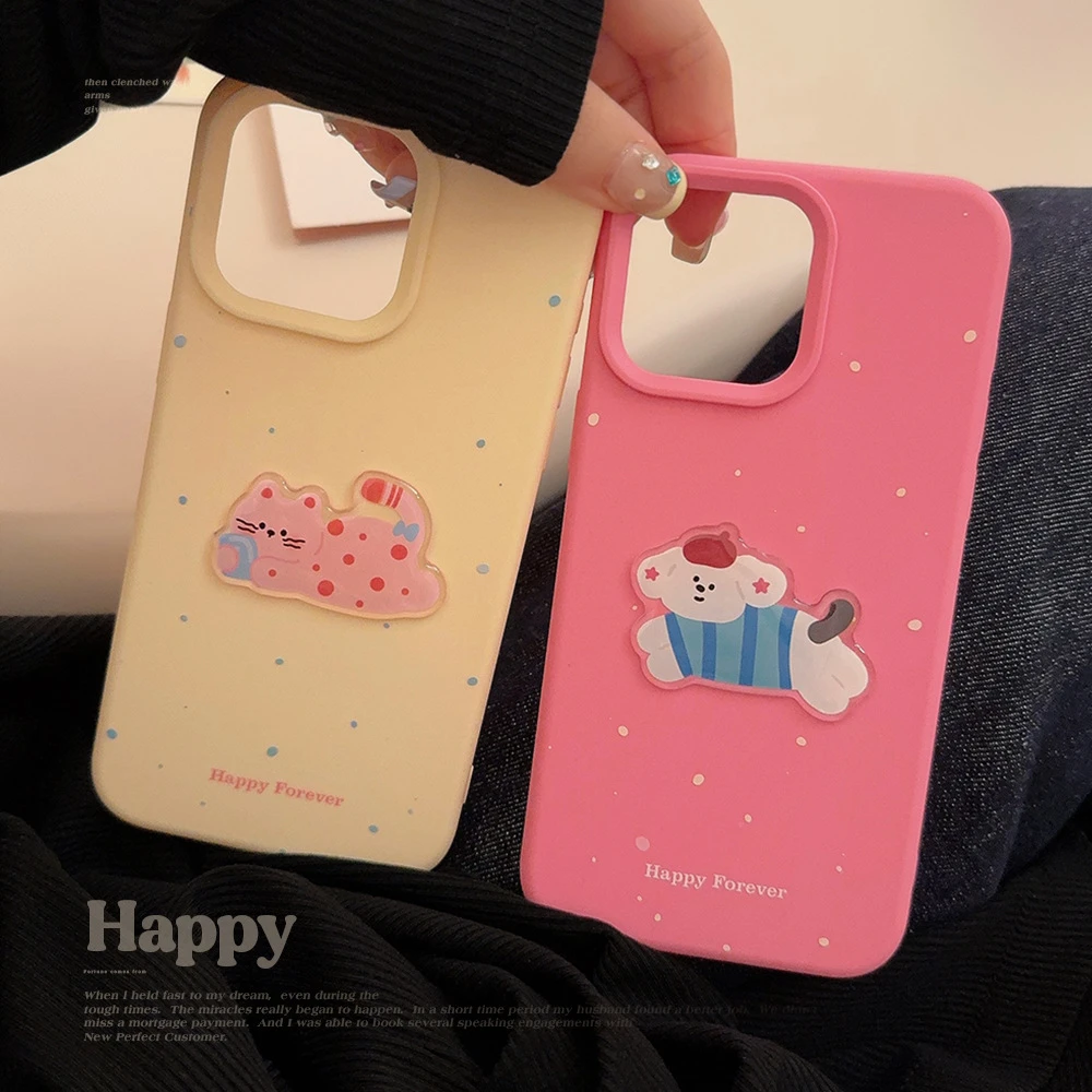 ins风波点猫咪狗狗15pro max苹果16手机壳硅胶iphone14适用13立体