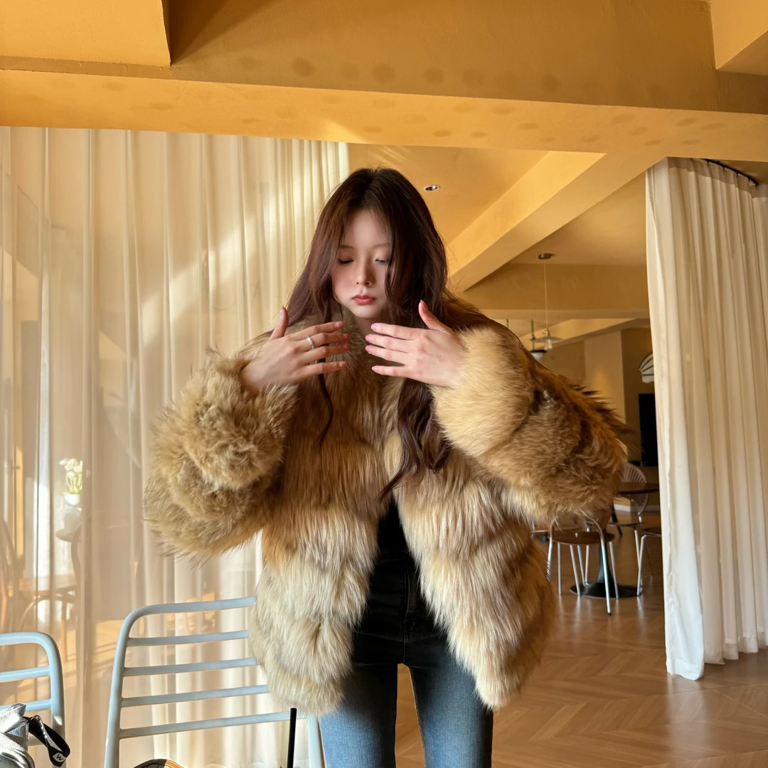 【K.E Studio】“香草可颂”芬兰进口saga银狐狐狸毛时尚外套 F005