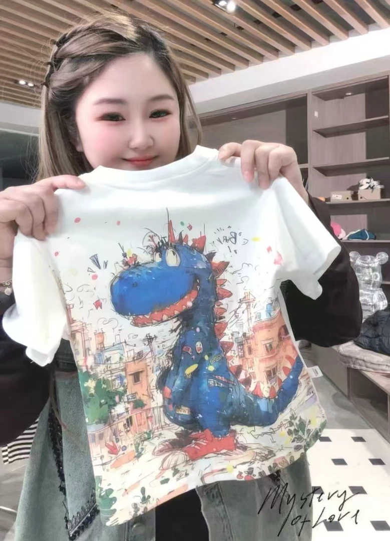 新款儿童短袖中国风卡通动漫夏季T恤洋气印花中大童潮流韩版宽松