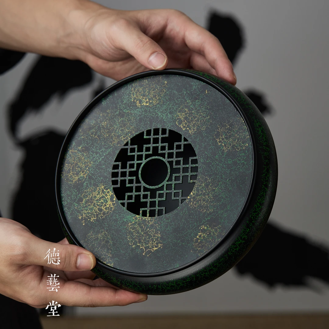 【德艺堂】复古老铁壶承大容量储水茶托盘家用干泡茶台茶具