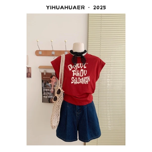 东大门韩系夏款韩系休闲极简风字母印花短袖T恤3178