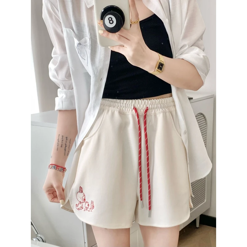 0216【夏季新款】下摆刺绣三只卡通布布百搭休闲短裤（S8317）