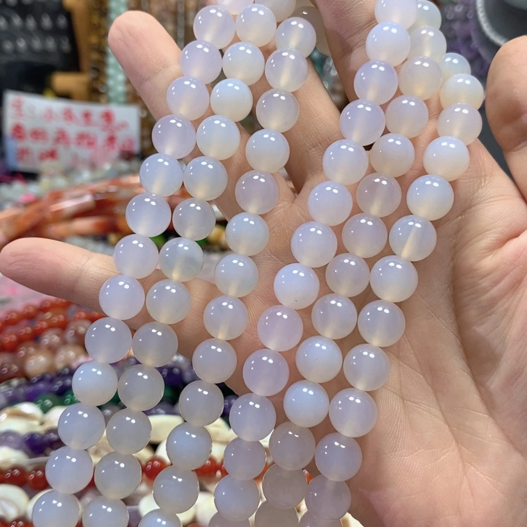 未镶嵌玛瑙/玉髓珠宝半成品A级白玛瑙一条卡10mm