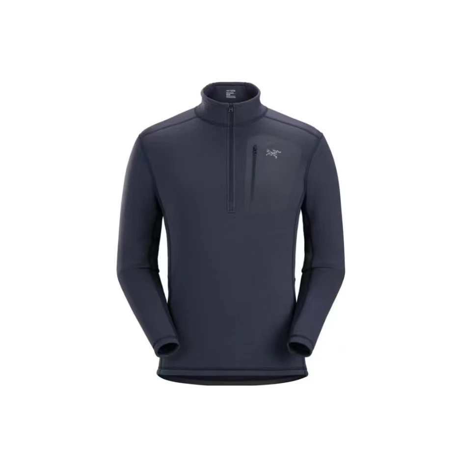 Arcteryx/始祖鸟加厚RHO heavyweight印花logo半拉链加绒长袖卫衣