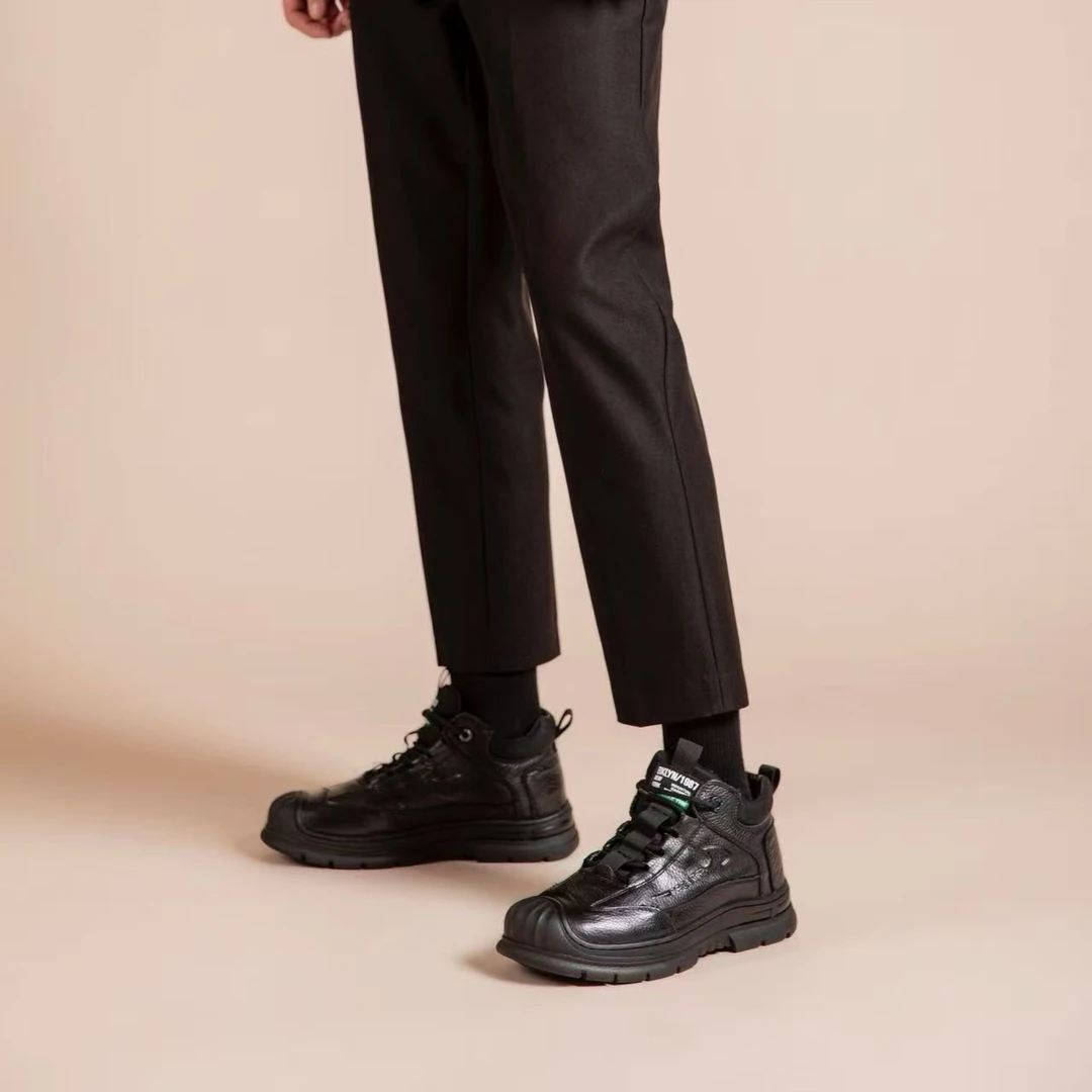 男士短筒系带真皮中装鞋3035