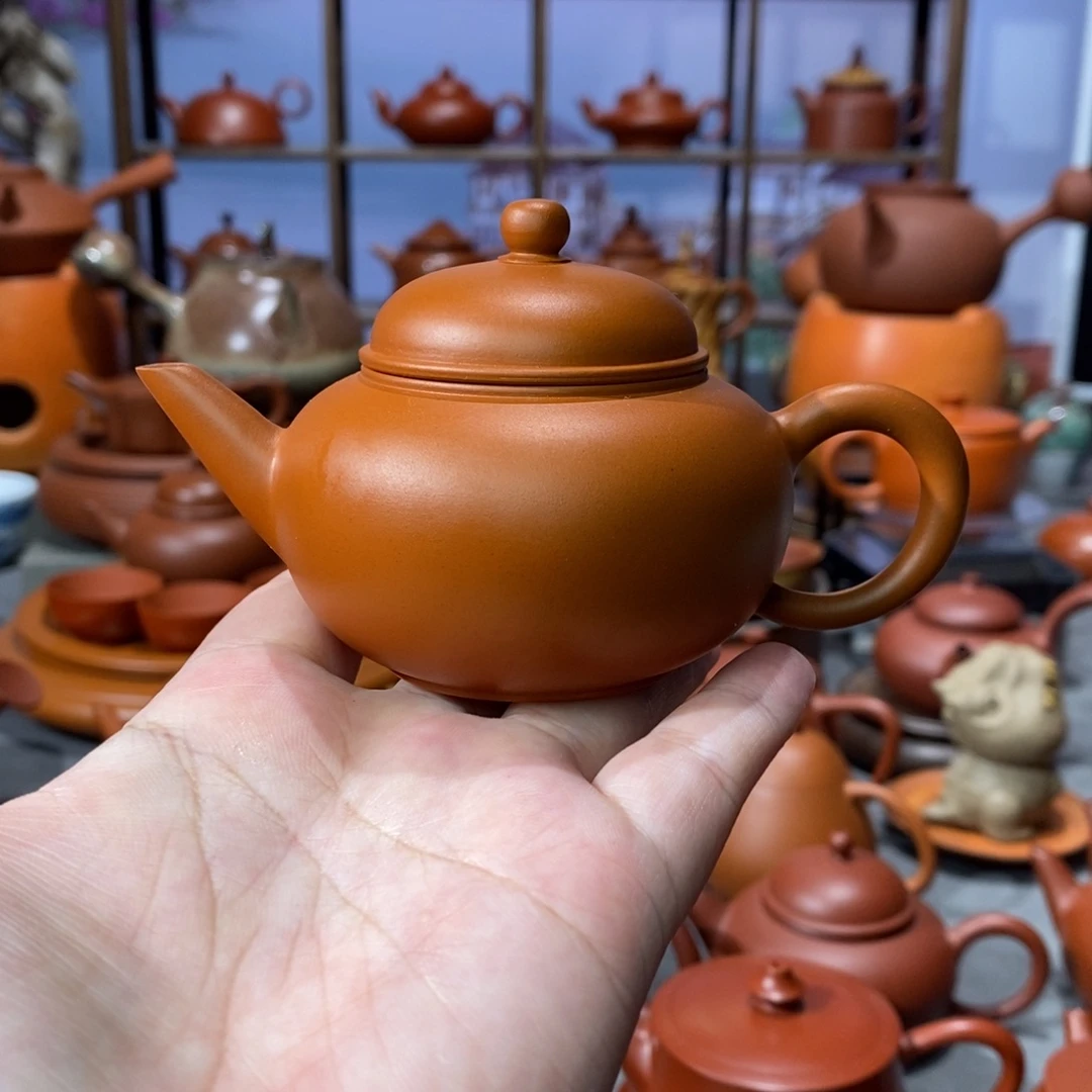 紫砂茶壶陈伟庆鸡蛋黄水平壶105c