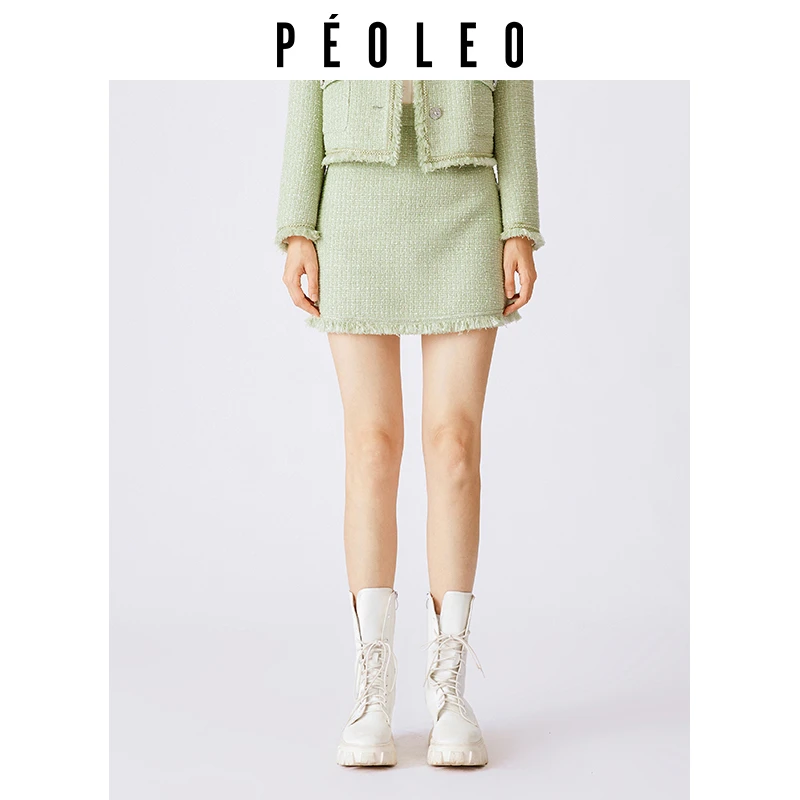 【岚岚专属】PM1215051半身裙格纹半身裙女装半身裙小香风牛仔短款