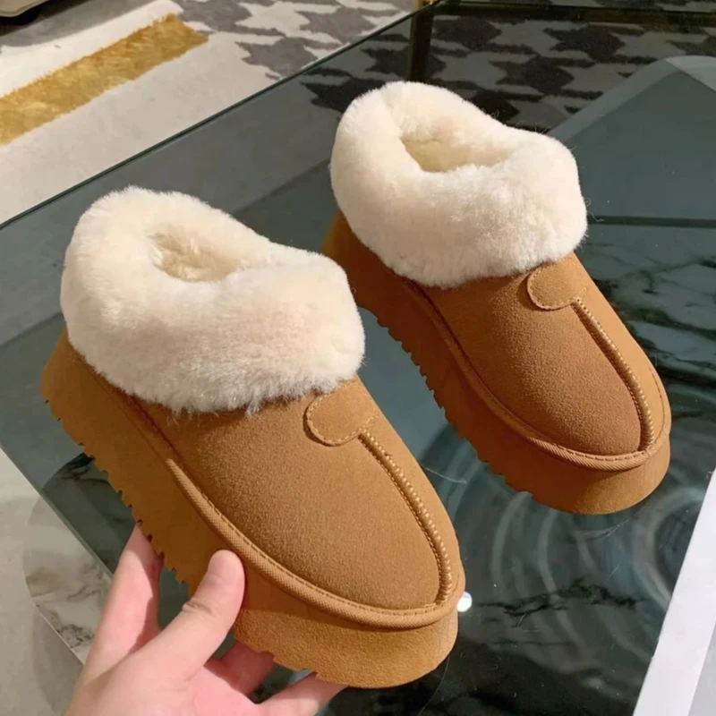 厚底雪地靴短筒2024冬新款美拉德时尚潮流保暖加绒加厚百搭棉鞋