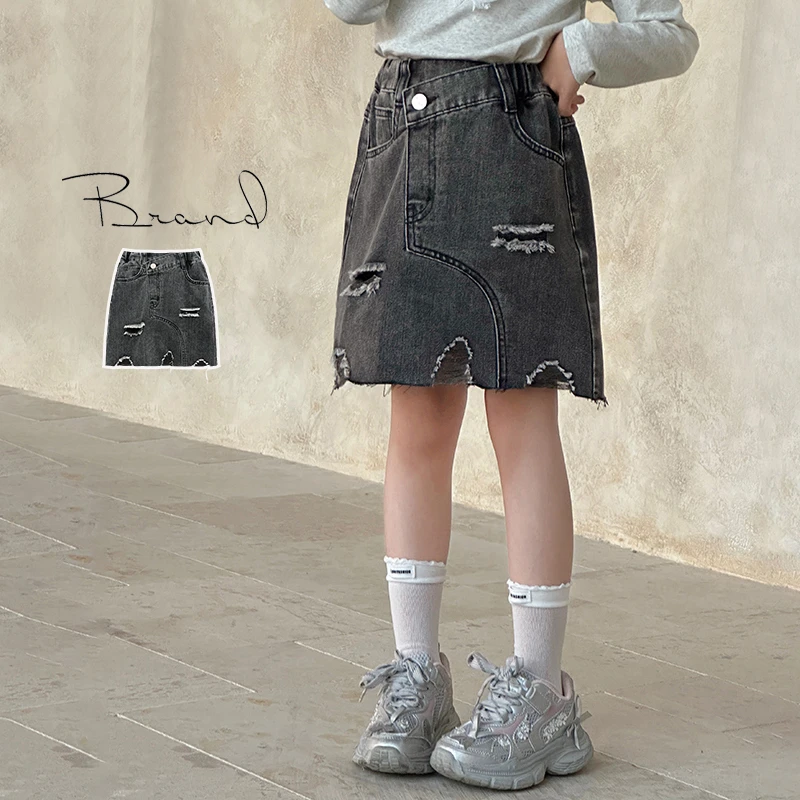 图图小象儿童短裙2025春装新款女童休闲牛仔裙亲子装半身裙BCQ016