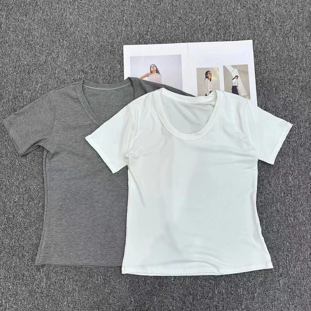 【周周家】5611濮院春季圆领套头短袖T恤纯色女士街头风