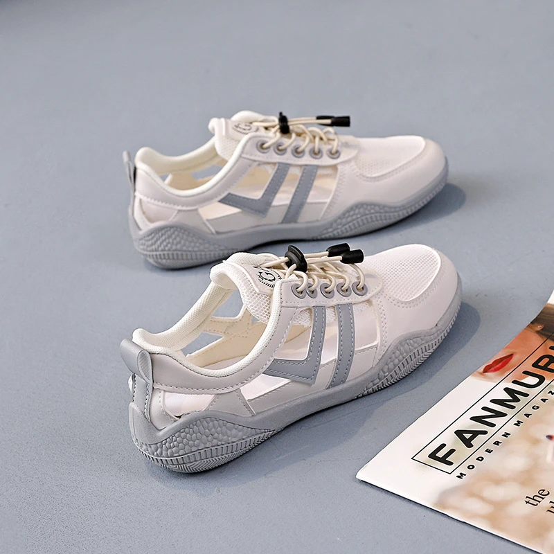 女鞋包头凉鞋女2025年新款夏季镂空洞洞鞋透气小白板鞋女105平底