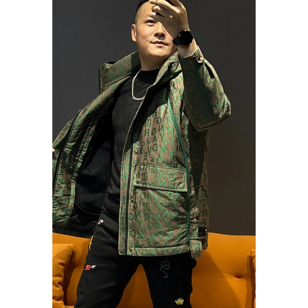 冬季时尚派克鹅绒服男高端定制连帽加厚保暖休闲百搭防寒外套