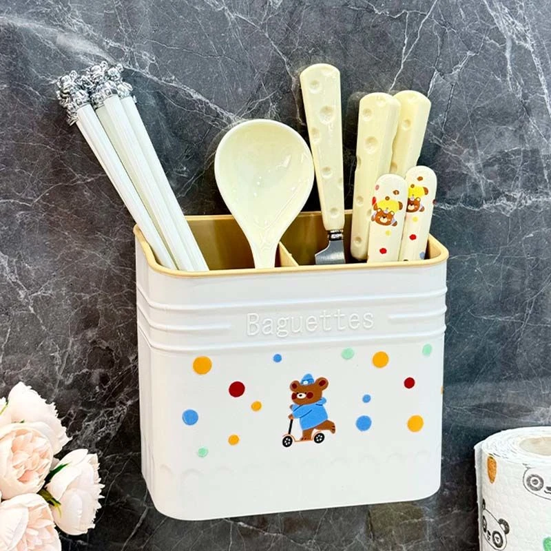 新款家用厨房置物架壁挂式筷子篓勺子笼收纳盒热销筷子筒