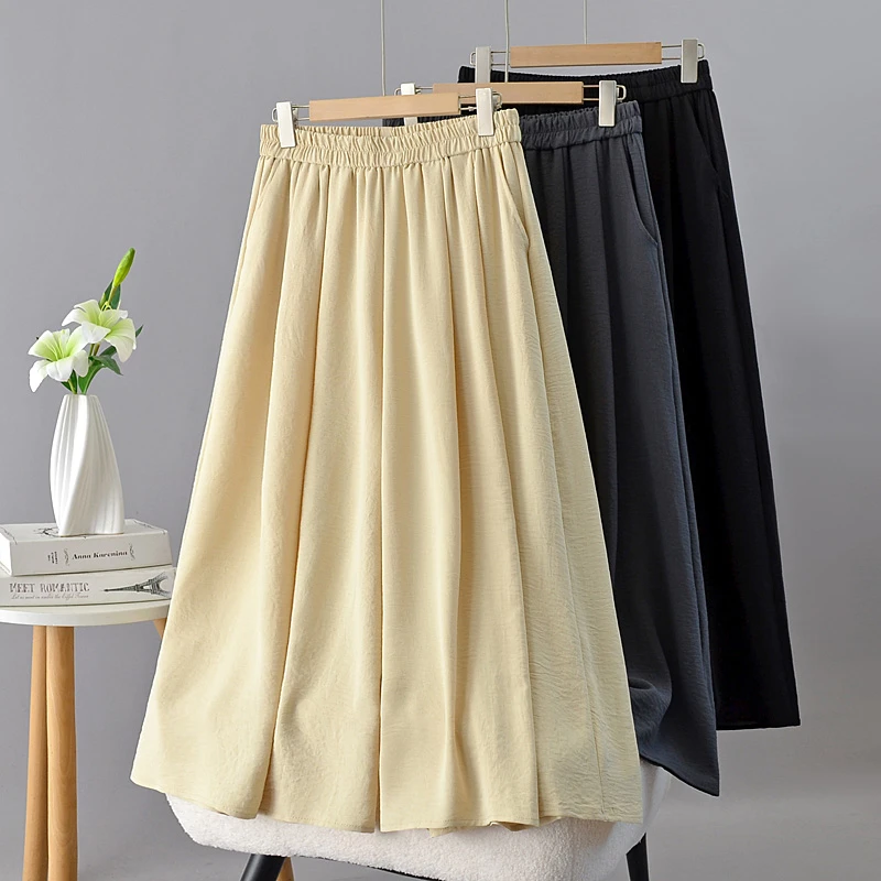 卡洛町大码女装120-200斤夏季新款时尚百搭松紧高腰显瘦裙裤66266