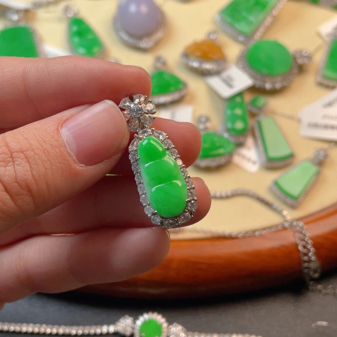 翡翠吊坠(不含链)银S925镶嵌