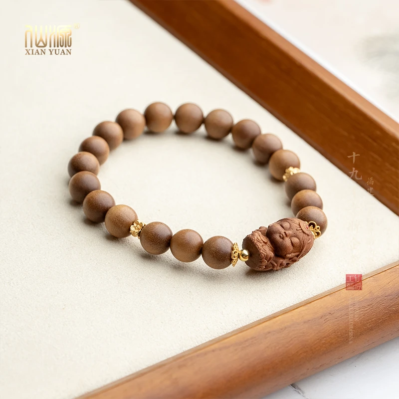 印度老山檀8mm扎基拉姆雕刻单圈手串男女同款新中式新年设计款