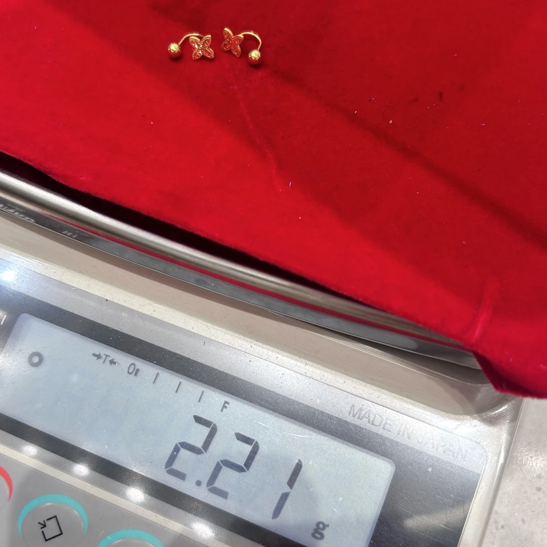 金园福足金U型耳钉