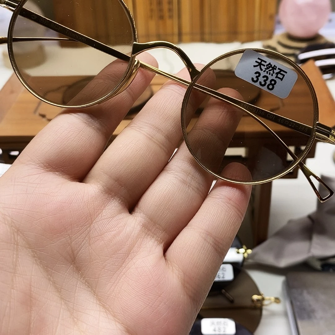 天然复古圆石头镜全钛