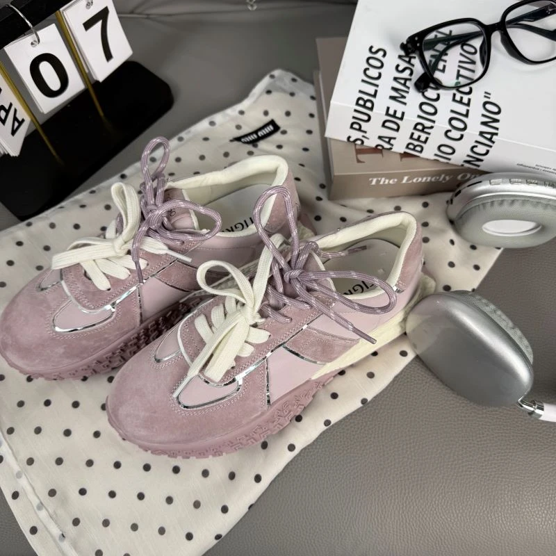 德训鞋运动风松糕底时尚休闲鞋高帮百搭鞋带运动鞋女鞋ins