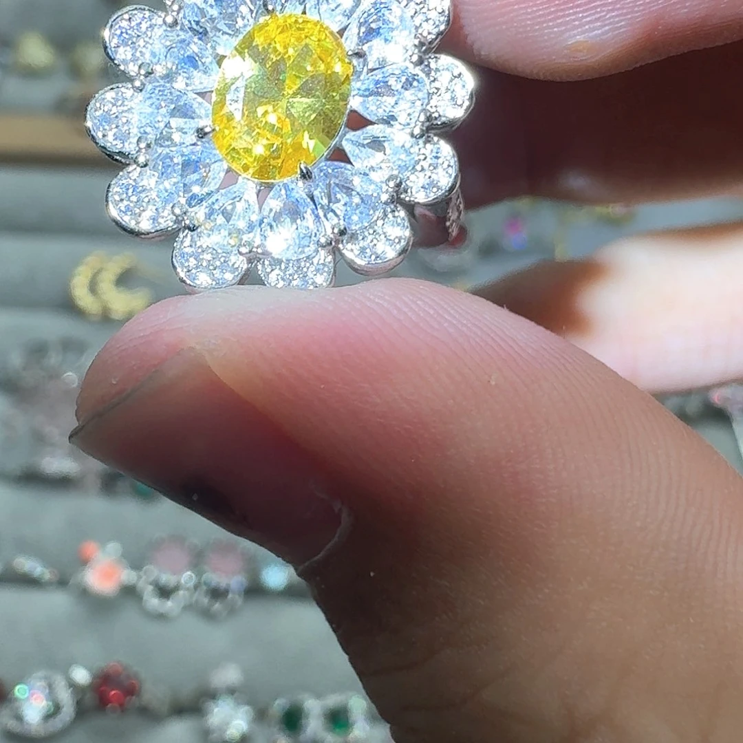 托帕石戒指银S925镶嵌