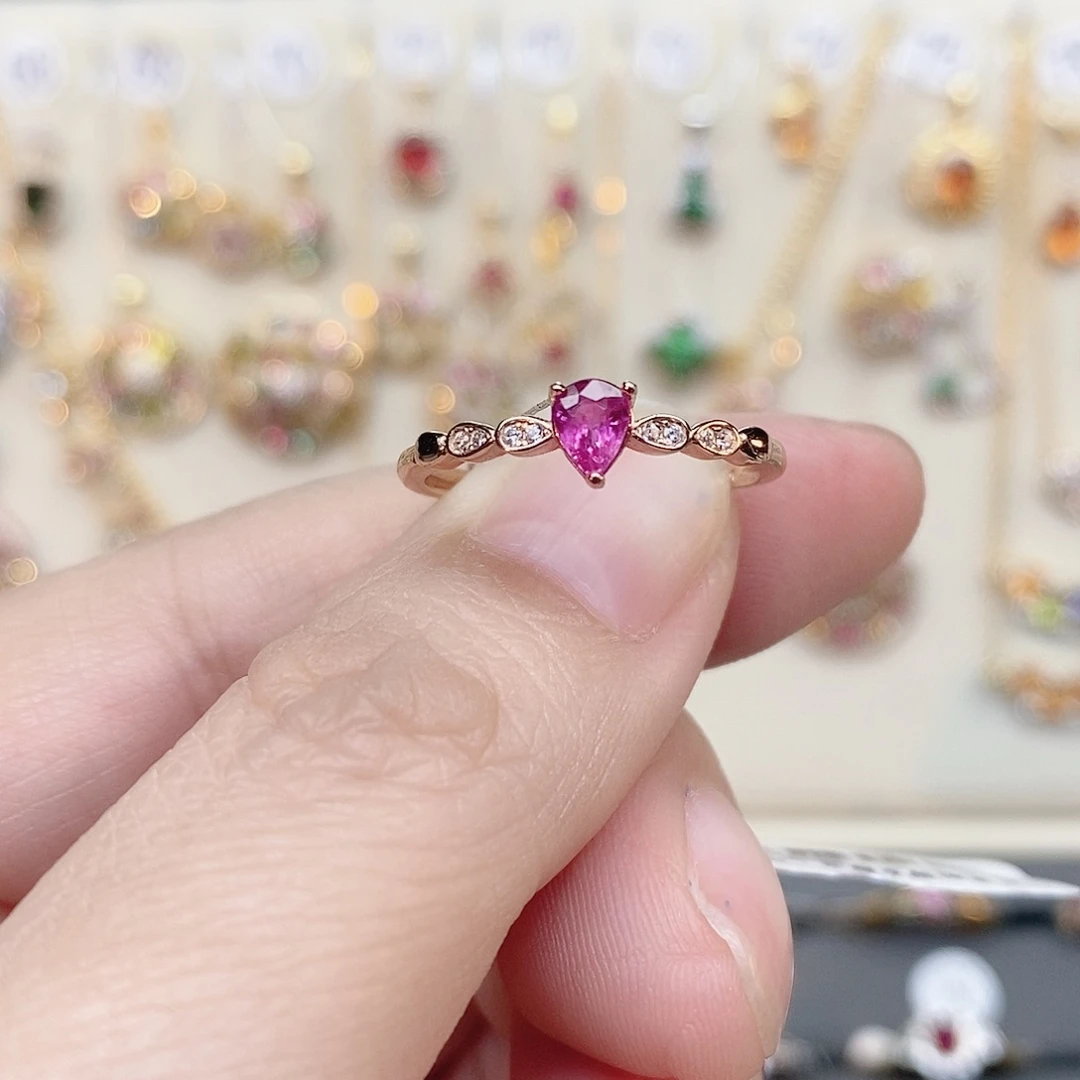 戒指红宝石银S925镶嵌