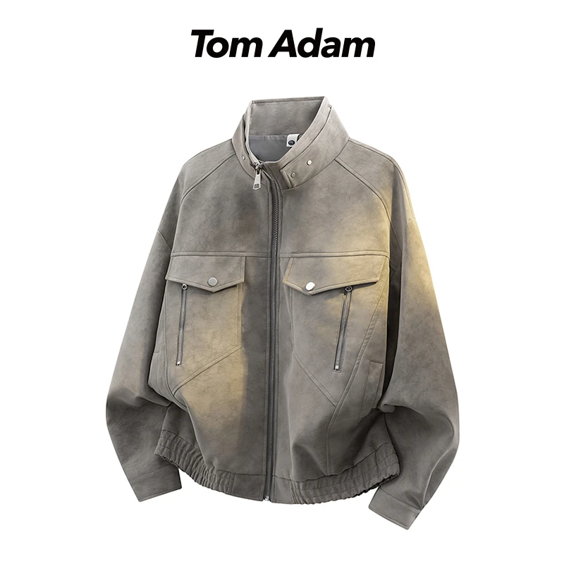 TOMADAM秋季时尚潮流显身材立领拉链夹克时尚保暖冬季宽松外套