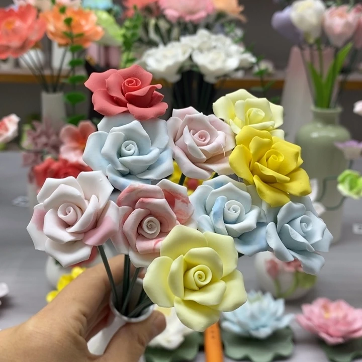 陶瓷陶瓷材料10朵素烧