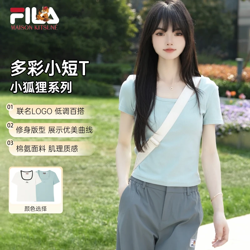 FILA/斐乐小狐狸联名女士夏季新款百搭透气多彩短T女F11W529108F