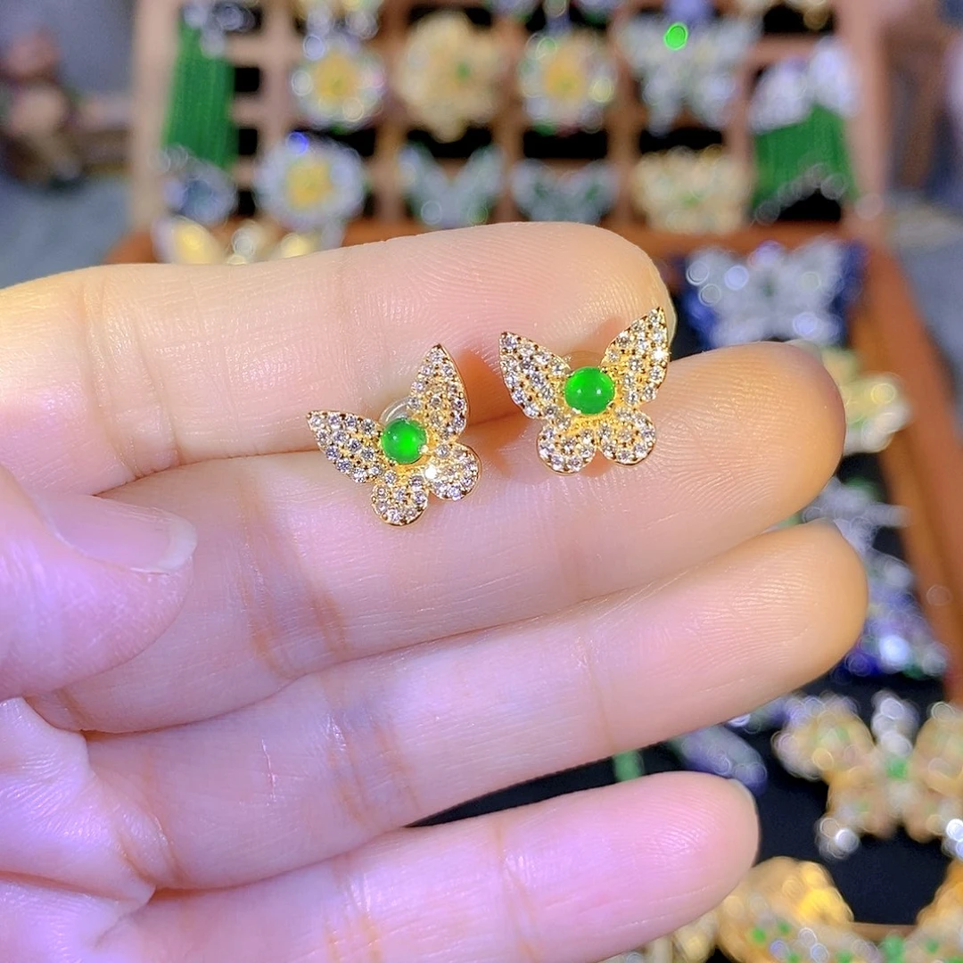 吊坠(不含链)银S925镶嵌翡翠