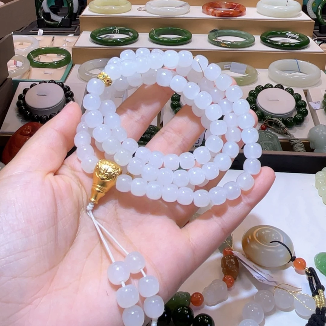 颈饰未镶嵌和田玉高品白冰108