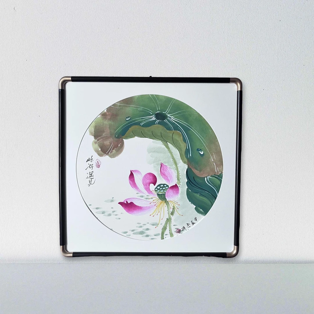 念琦手绘 带框带框《恰好遇见》尺寸：52*52CM艺术传承作品