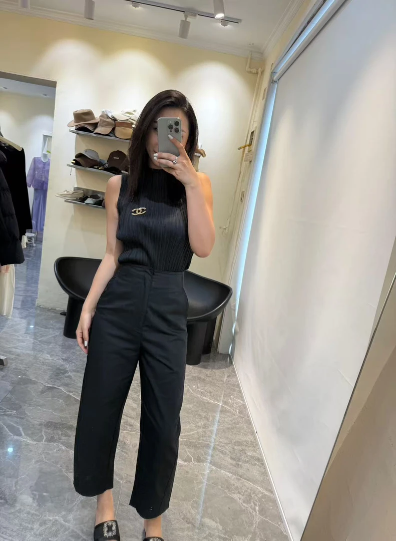 【R·YING】25ss夏季新款休闲显瘦设计师款真丝丝毛弯刀裤