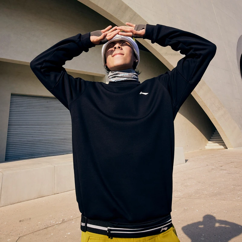 李宁卫衣24秋冬健身系列男子加绒保暖休闲时尚套头衫上衣AWDUF99