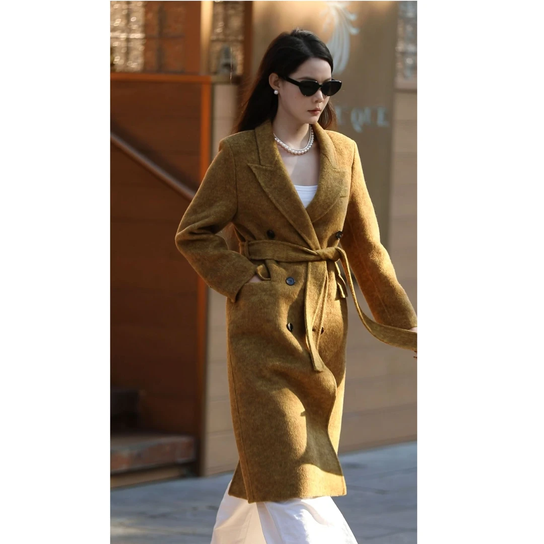 冬新款女明星氛围感同款绵羊毛大衣