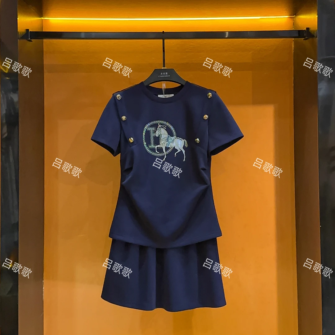 【YY高定】夏季MM重工小马设计褶皱气质高贵显瘦套装JC-A1725