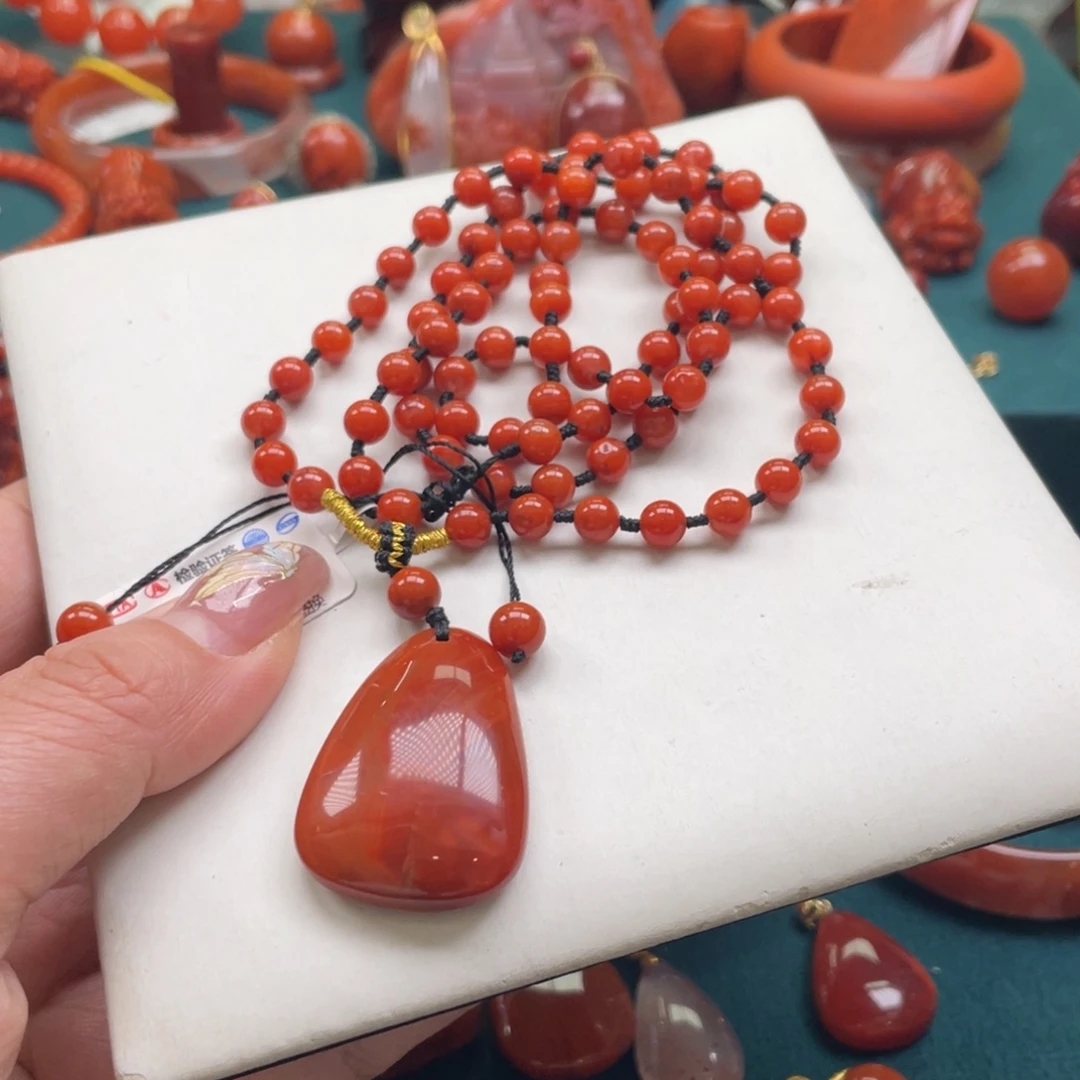 南红玛瑙未镶嵌川料南红满肉水滴dly套装吊坠