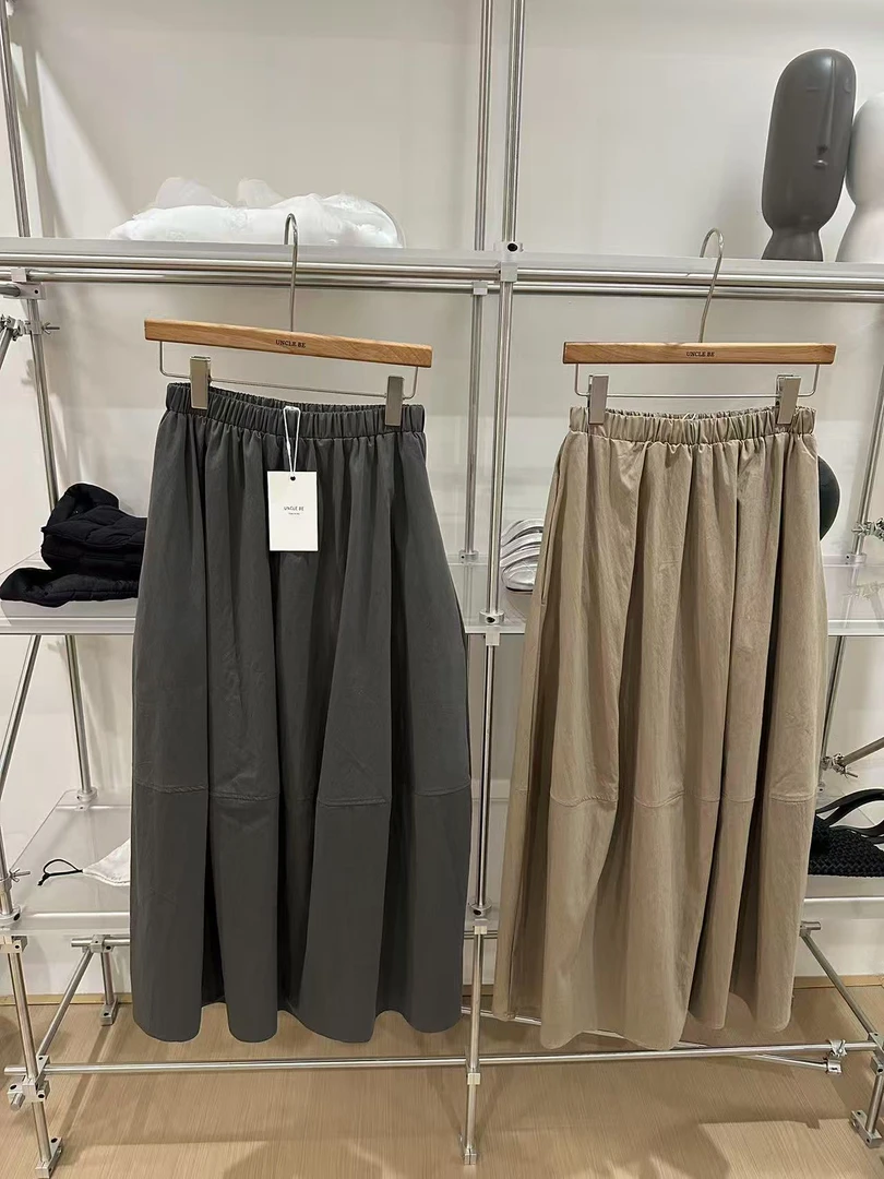 温柔瑶-Uncle Be#韩系显瘦褶皱半裙#5716（裙长90cm）【福福】