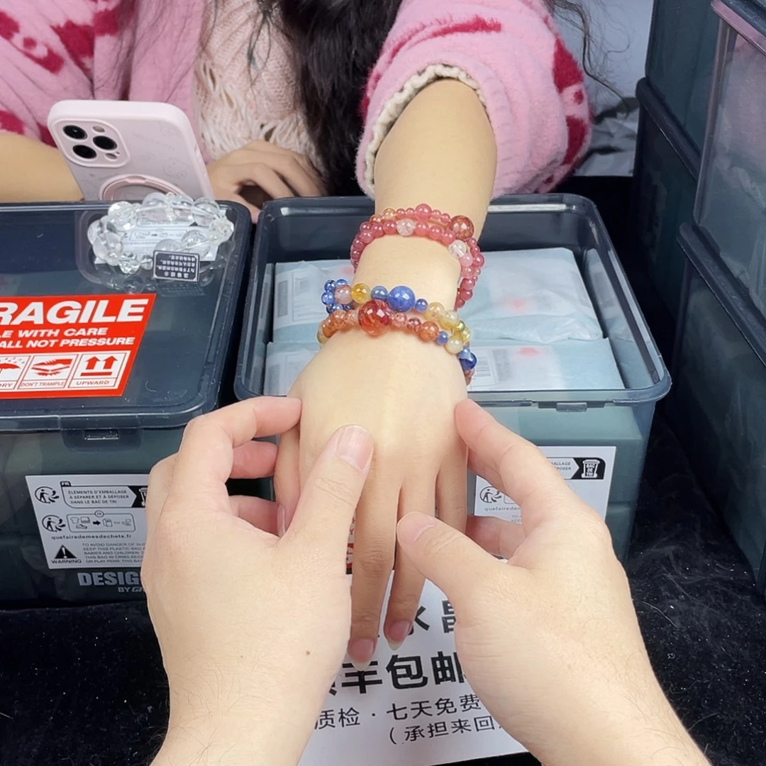 水晶手串银S925镀金镶嵌