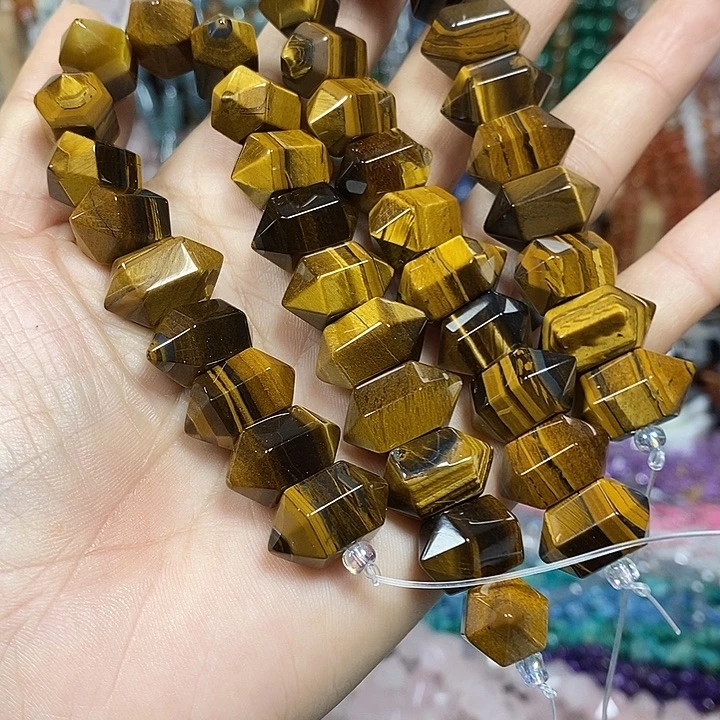 玛瑙/玉髓未镶嵌珠宝半成品天然虎眼双尖卡18mm20颗